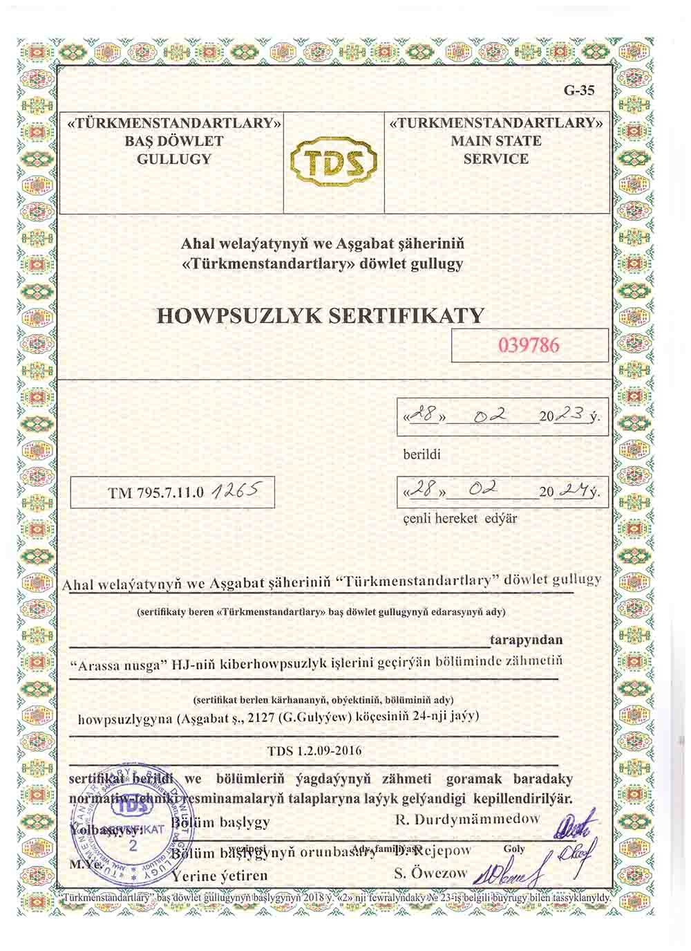 Arassa Nusga certificate